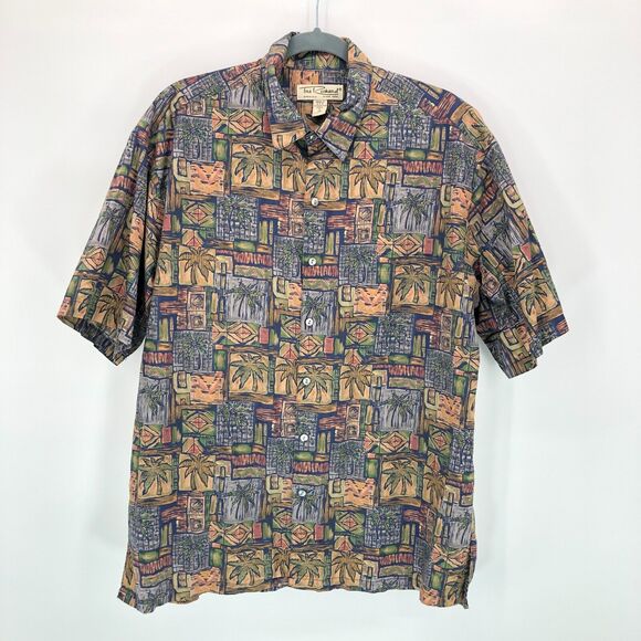 Vtg Tori Richard Hawaiian Shirt Cotton Lawn Mens Large Palm Tree Made in USA - Picture 1 of 5